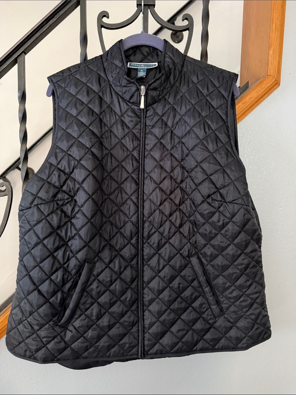 NWOT Karen Scott Black Quilted Diamond-Pattern Vest